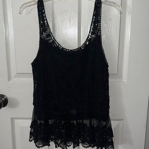 Black skies are blue lace tank top